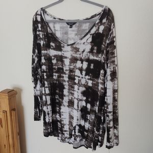 Simply Vera Vera Wang black/white long sleeve top, 2X